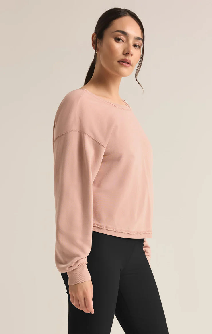 Reversible Twist Fleece Sweatshirt - Cashmere Pink