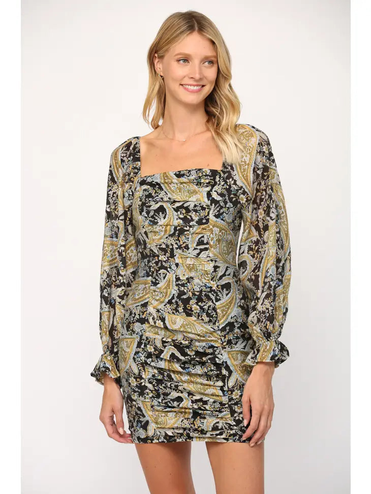 Ruched Dress - Paisley