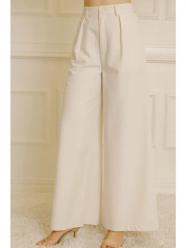 High Waist Trouser Pants - Nude