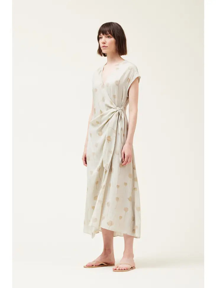 Wrap Satin Dress - Fog Floral