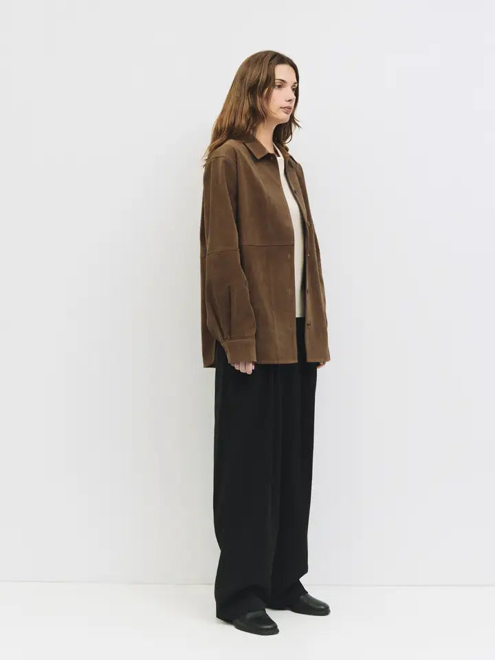 The Dean Jacket - Oversized Faux Suede Jacket - Brown