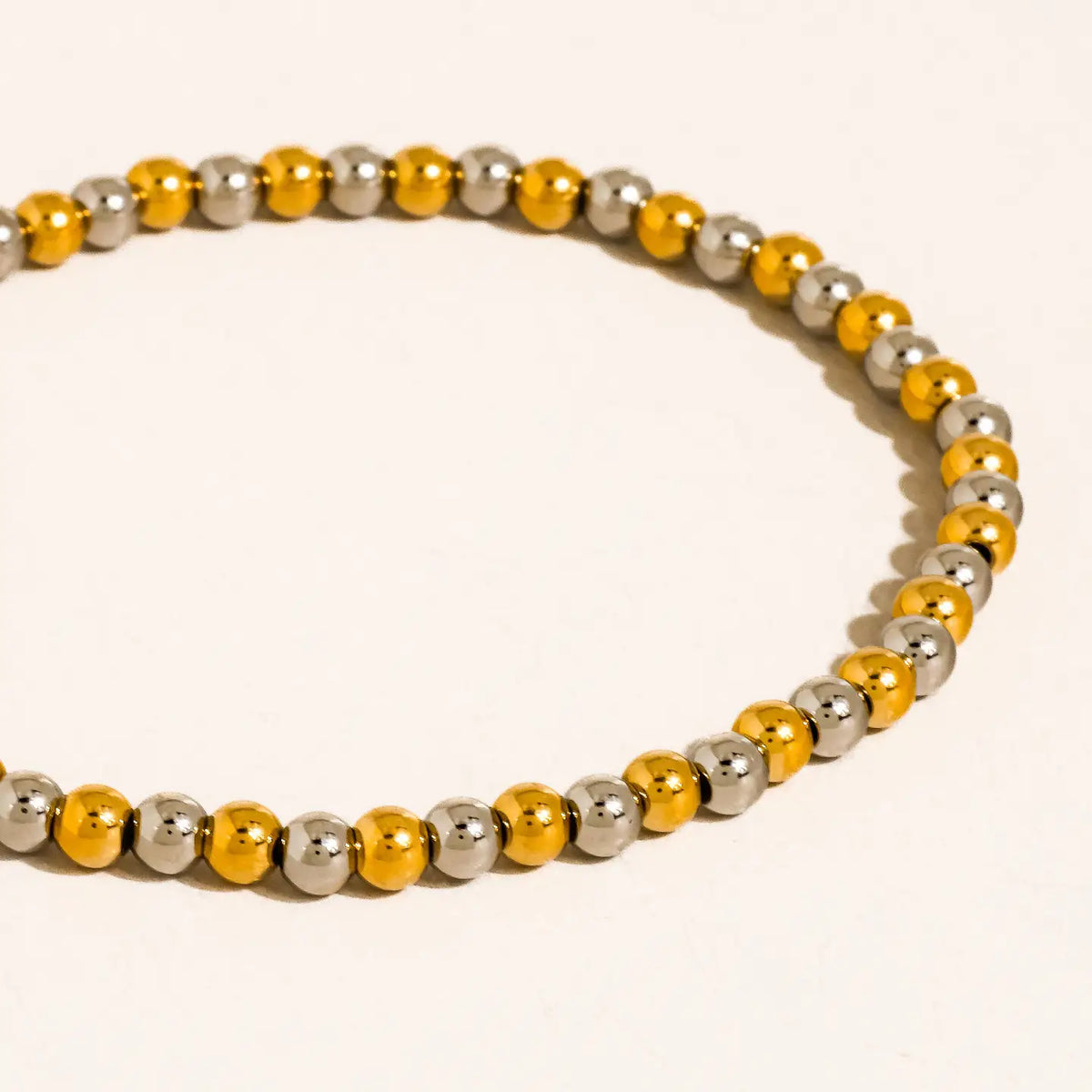 Perlisse 18K Gold Non-Tarnish Two Tone Beaded Bracelet - Small Beads