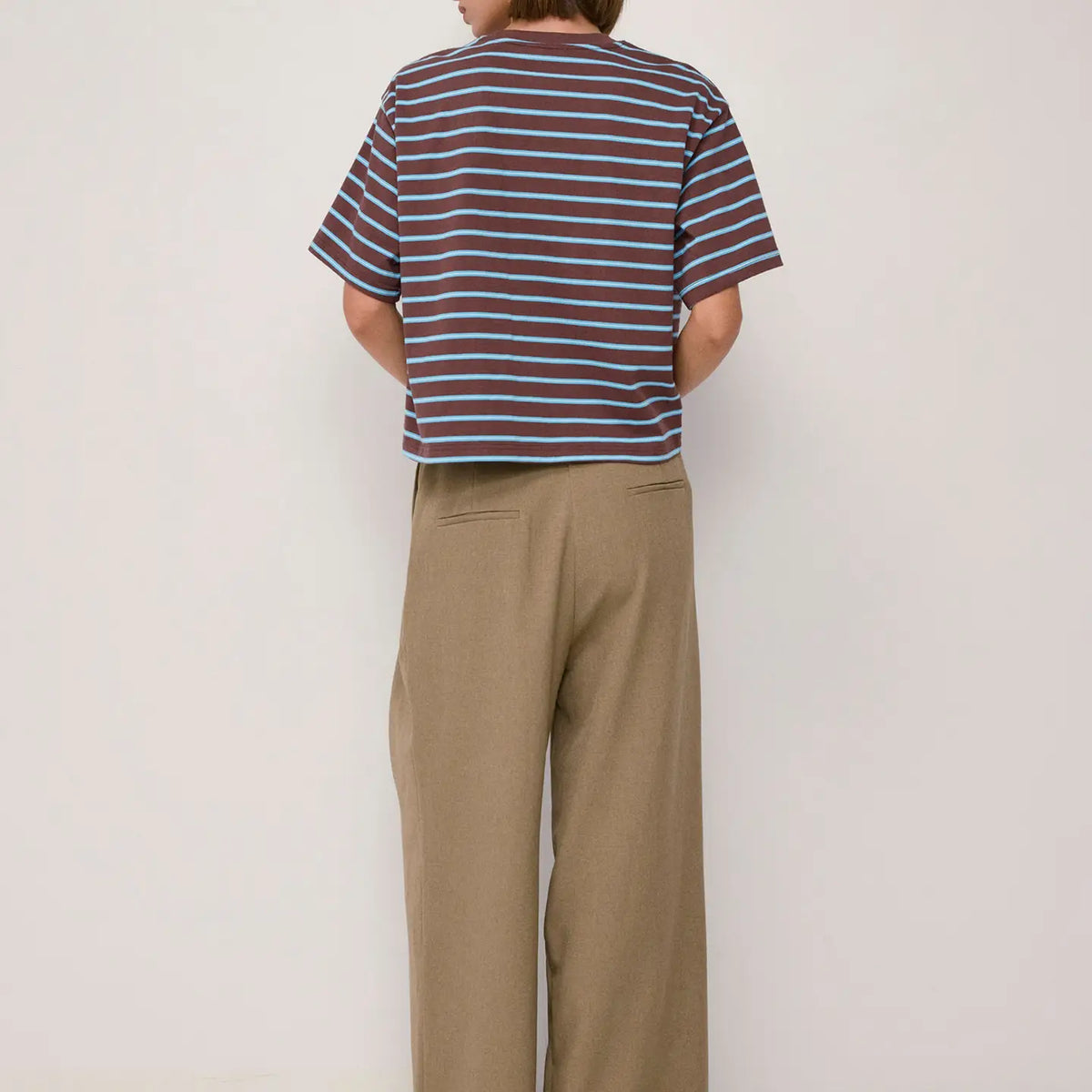 Relaxed Striped Tee - Brown + Blue