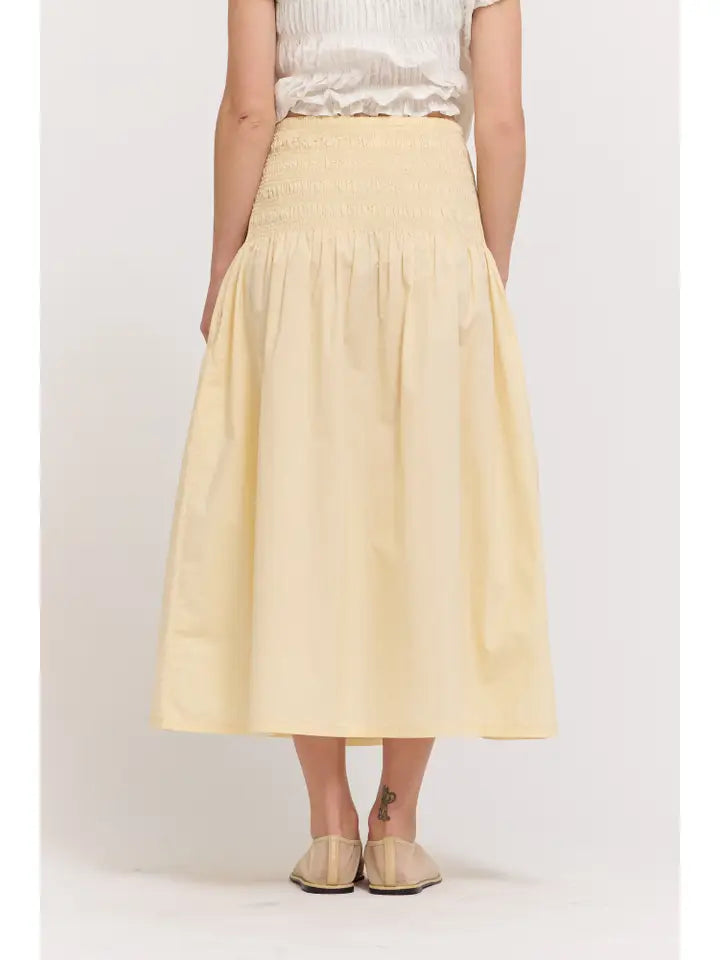 Smocking Waist Skirt - Butter Yellow