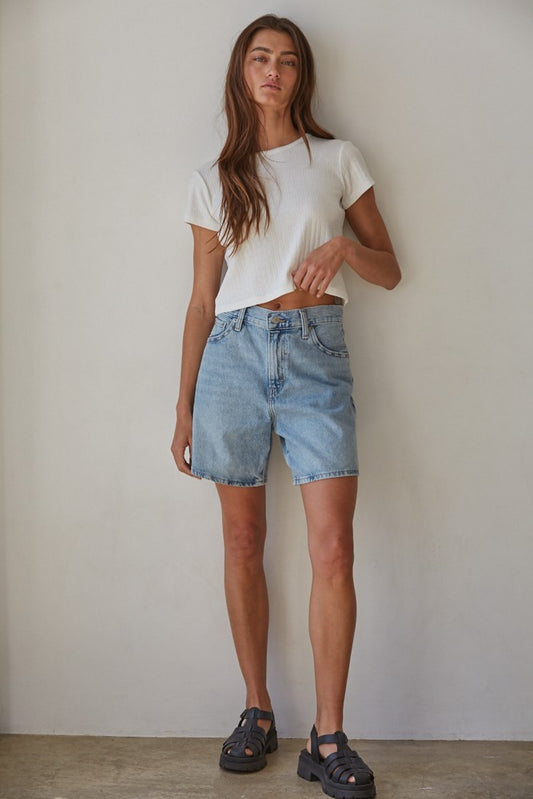 Knit Pointelle Ribbed Top - Off White