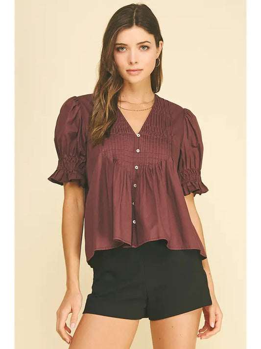 Button Down Blouse - Plum