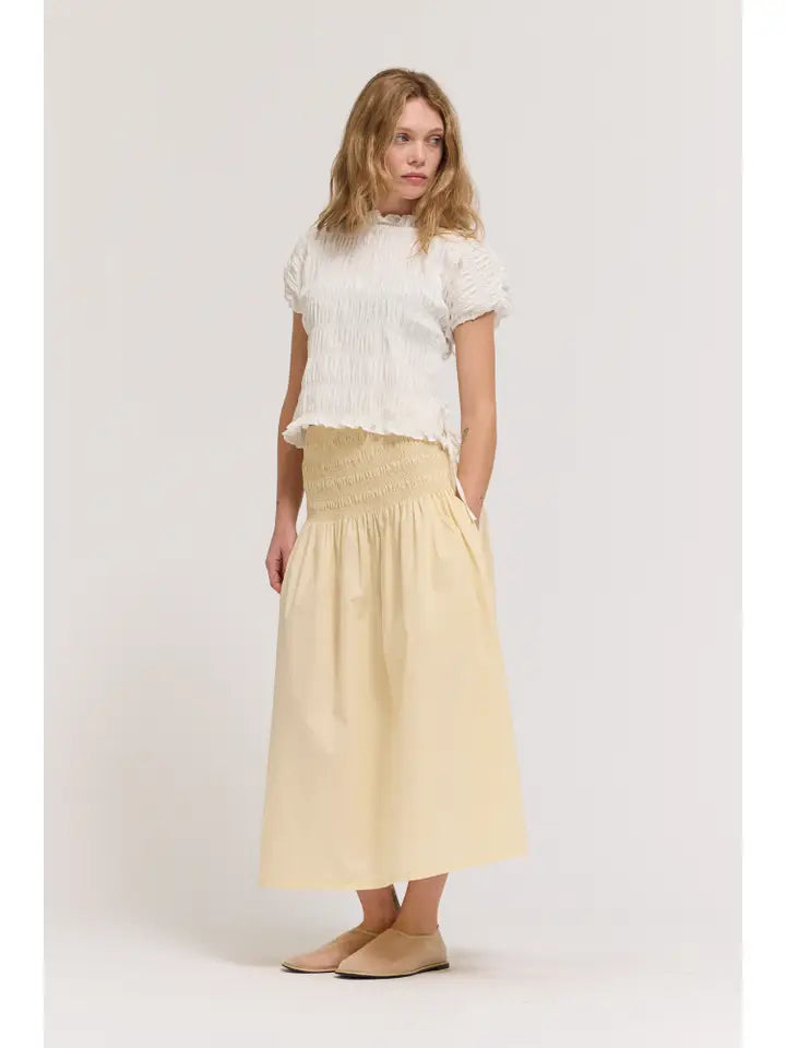 Smocking Waist Skirt - Butter Yellow