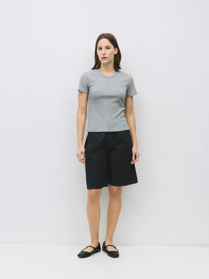 Ribbed Short Sleeve T-Shirt - Heather Grey