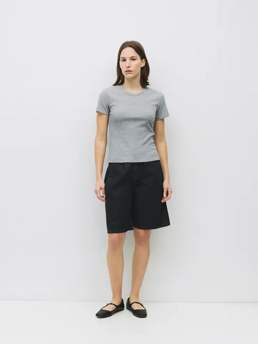 Ribbed Short Sleeve T-Shirt - Heather Grey