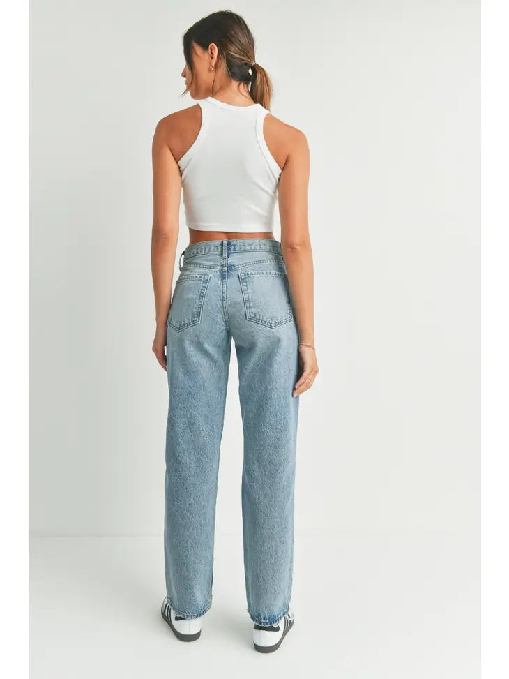 Relaxed Straight Denim Jeans - Medium Denim
