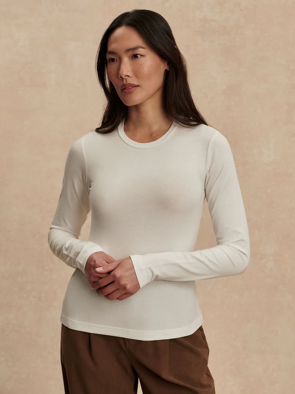 Varley - Edna Long Sleeve Fitted Tee - White