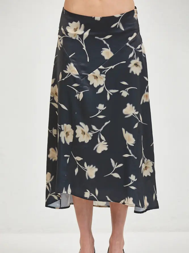 Woven Midi Skirt - Black