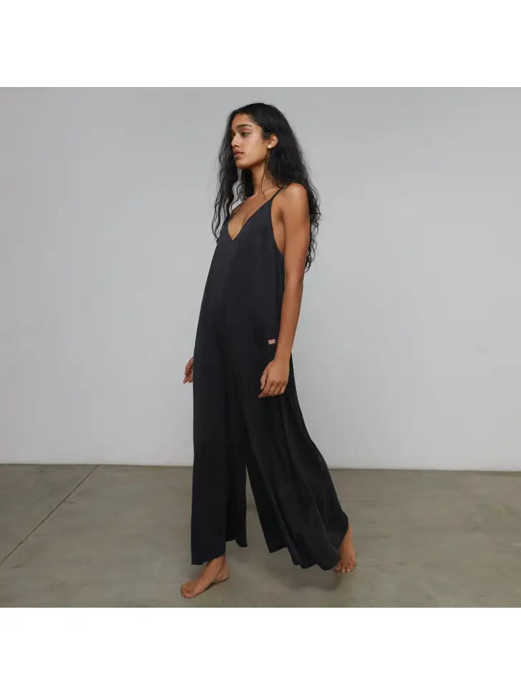 Lunya - Washable Silk Elastic Strap Jumpsuit - Immersed Black