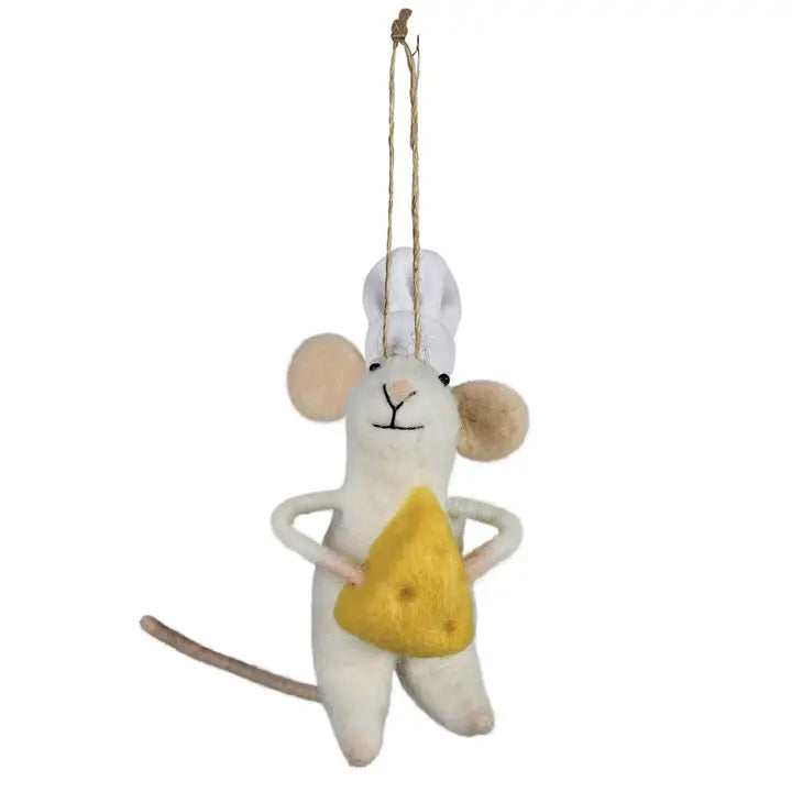 Mouse with Cheese Ornament, Felt