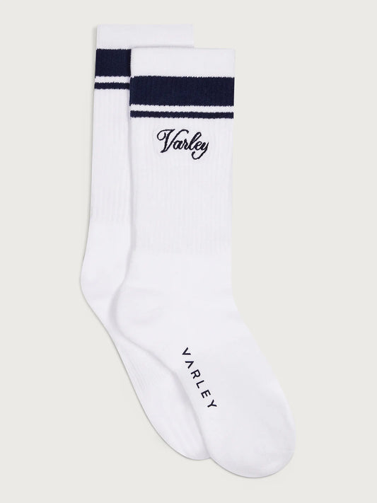 Varley - Lamar Club Stripe Sock - White/Blue Nights