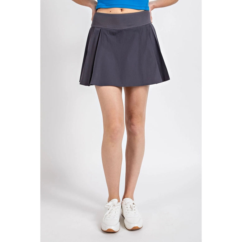 Active Side Pleat Skirt - Charcoal