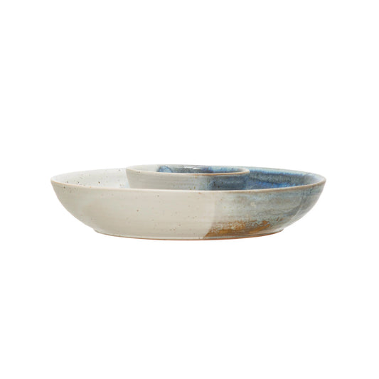 Hand-Painted Stoneware Chip + Dip Bowl