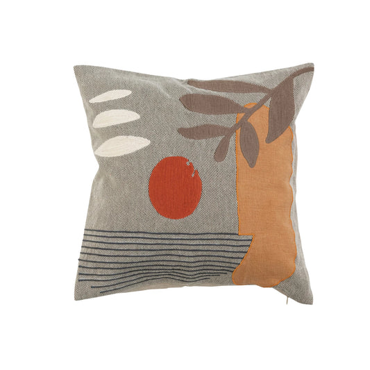 Bloomingville - Woven Cotton Pillow - Patchwork + Embroidery