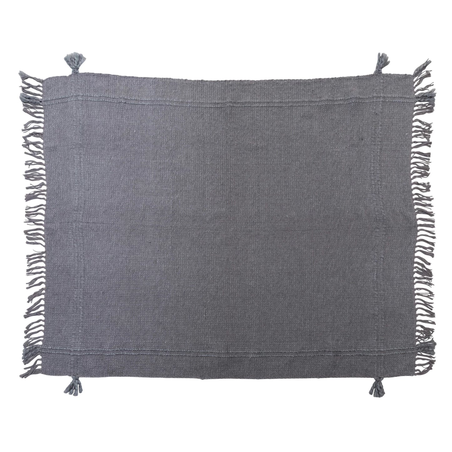 Woven Cotton Throw Blanket with Fringe & Tassels