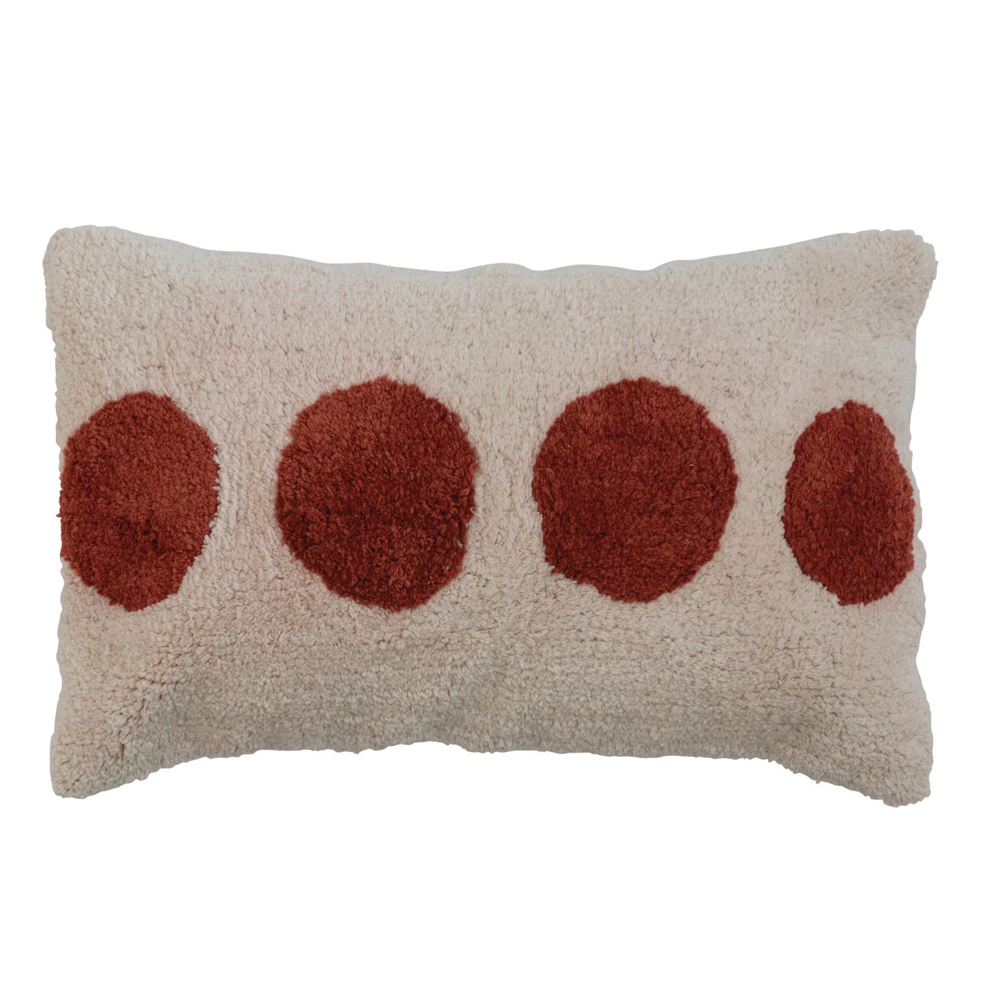 Bloomingville - Cotton Tufted Lumbar Pillow - Dots + Chambray Back - Cream