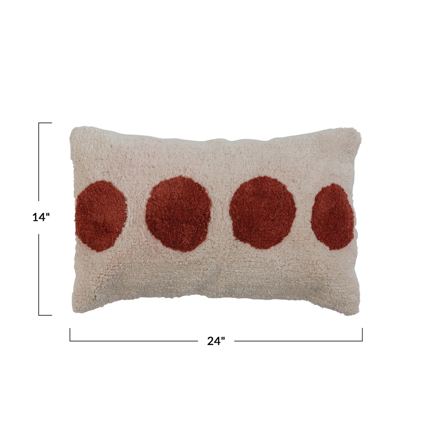 Bloomingville - Cotton Tufted Lumbar Pillow - Dots + Chambray Back - Cream