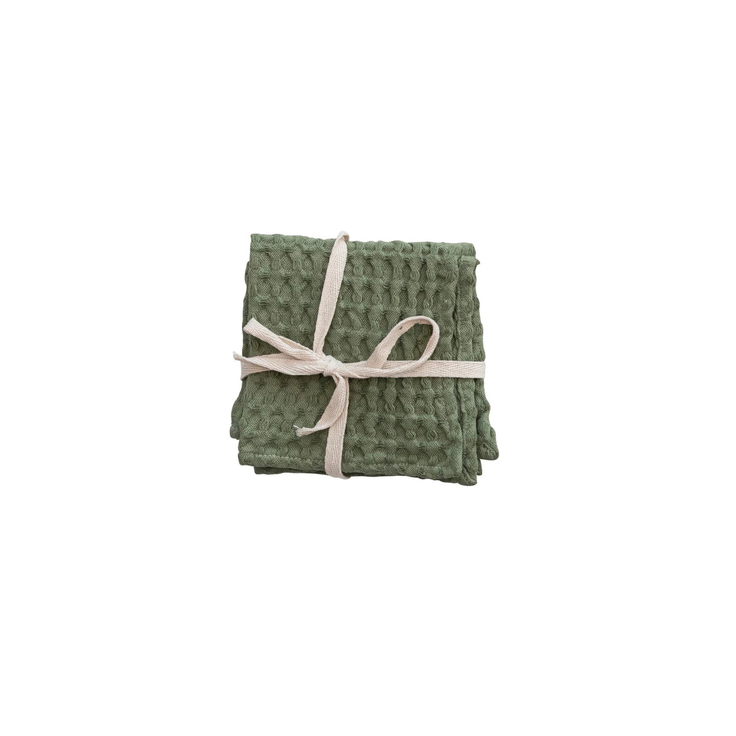 Bloomingville - Cotton Waffle Weave Dish Cloths - Green - Set of 3
