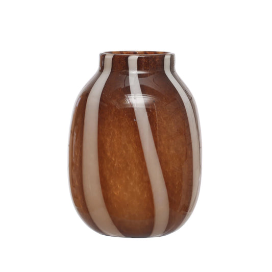 Bloomingville - Glass Vase - Brown Stripes