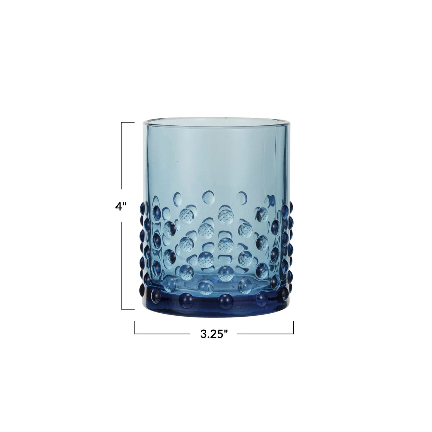 Hobnail Drinking Glass - Blue - 12oz