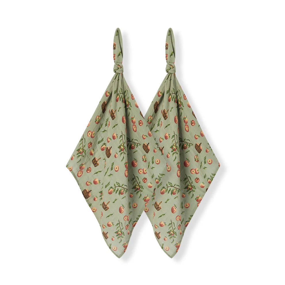 Milkbarn - Organic Muslin Burp Cloth Set - Apple Orchard