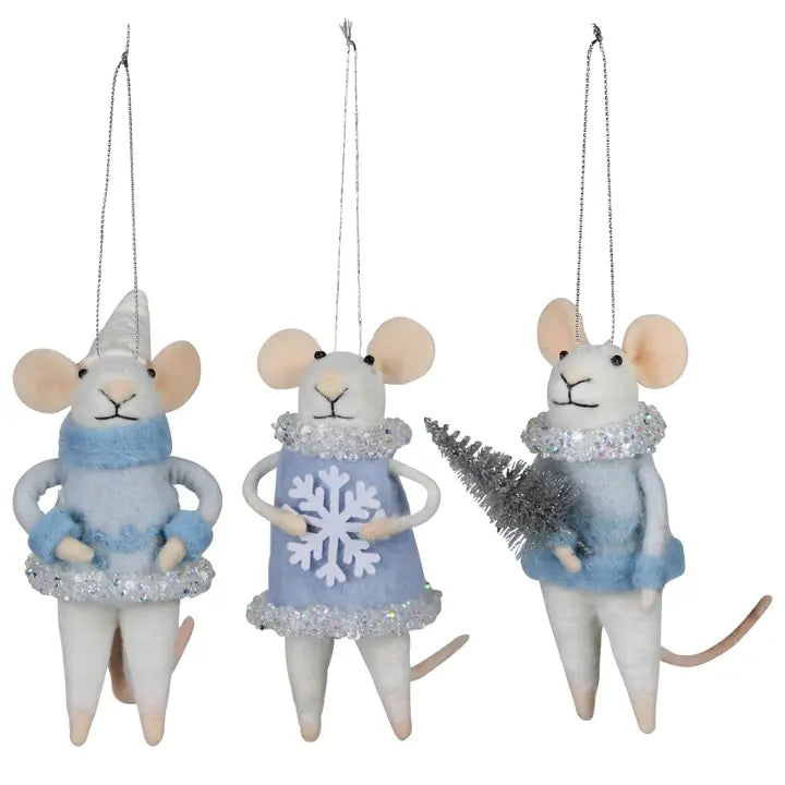 Wintertime Mice Ornament, Felt