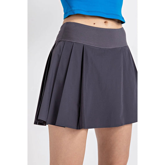 Active Side Pleat Skirt - Charcoal