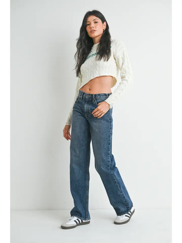 Relaxed Straight Denim Jeans - Dark Denim