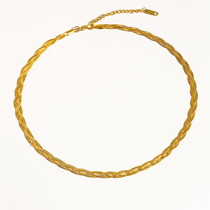 Vedette 18K Gold Non-Tarnish Braided Snake Chain Necklace - Gold