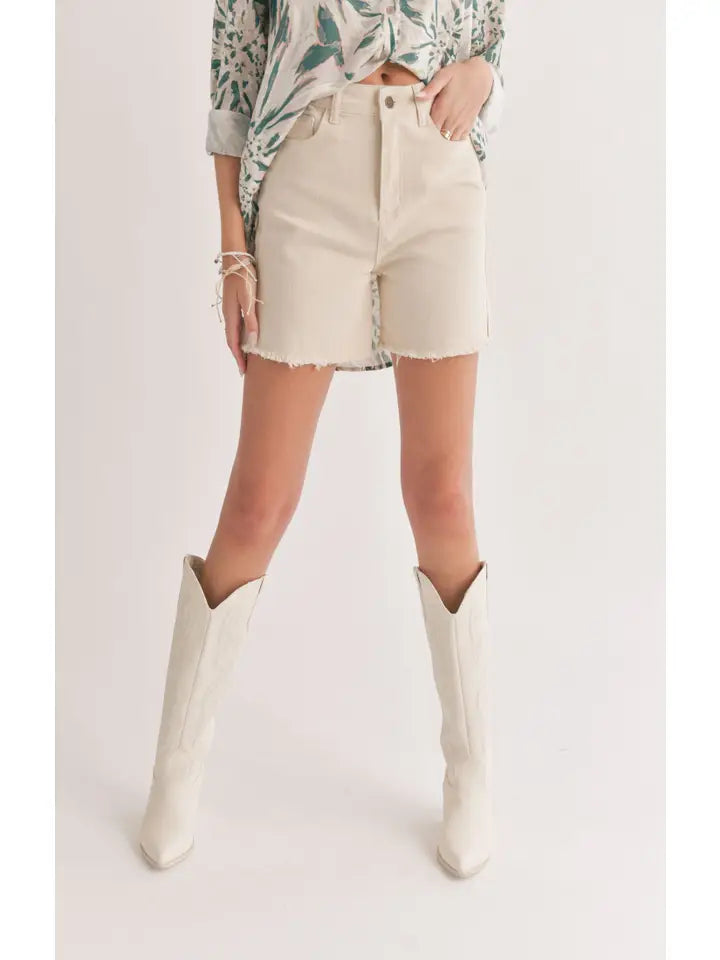 Chase the Moonlight Denim Shorts - Cream