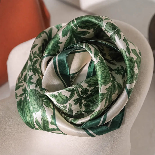 Mulberry Silk Botanical Scarf - Emerald