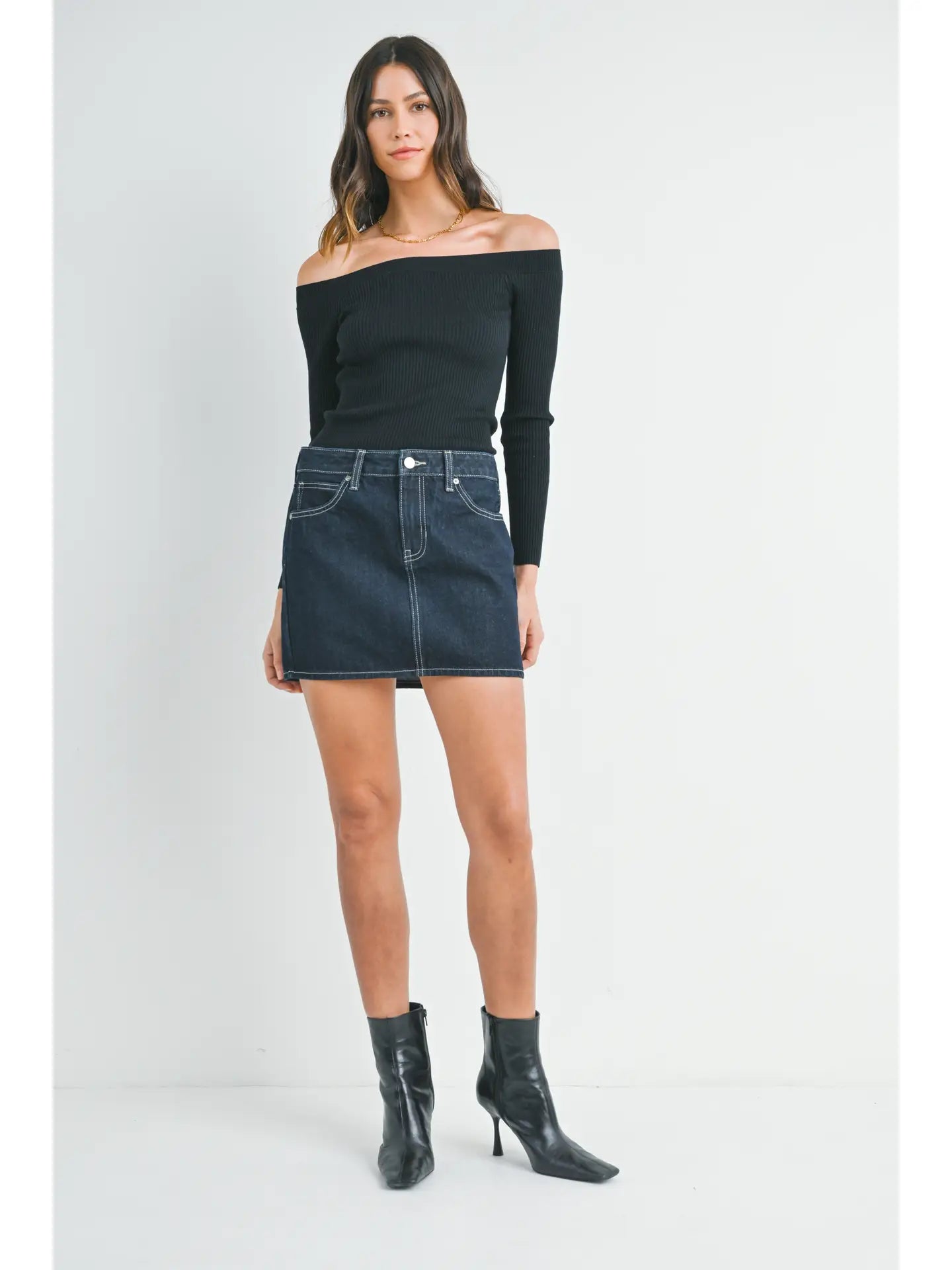 Micro Clean Hem Skirt - Dark Denim