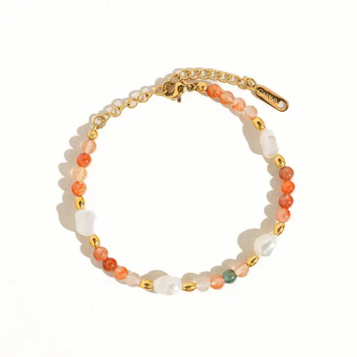 18K Bohemian Handmade Stone and Bead Bracelet - Jolin-Rose