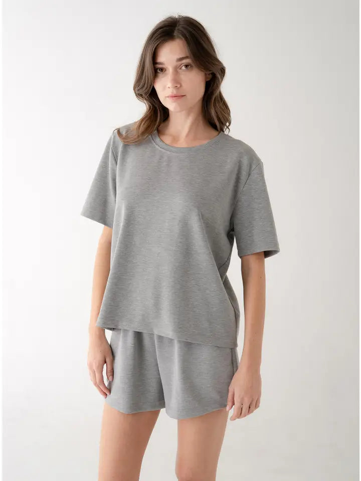 Regular Crew Neck Soft T-Shirt - Heather Grey