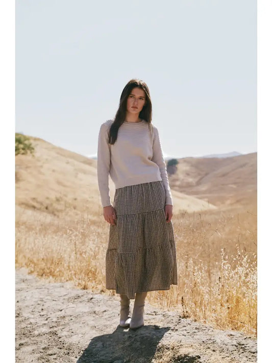 Grade + Gather - Gingham Tiered Skirt - Chestnut