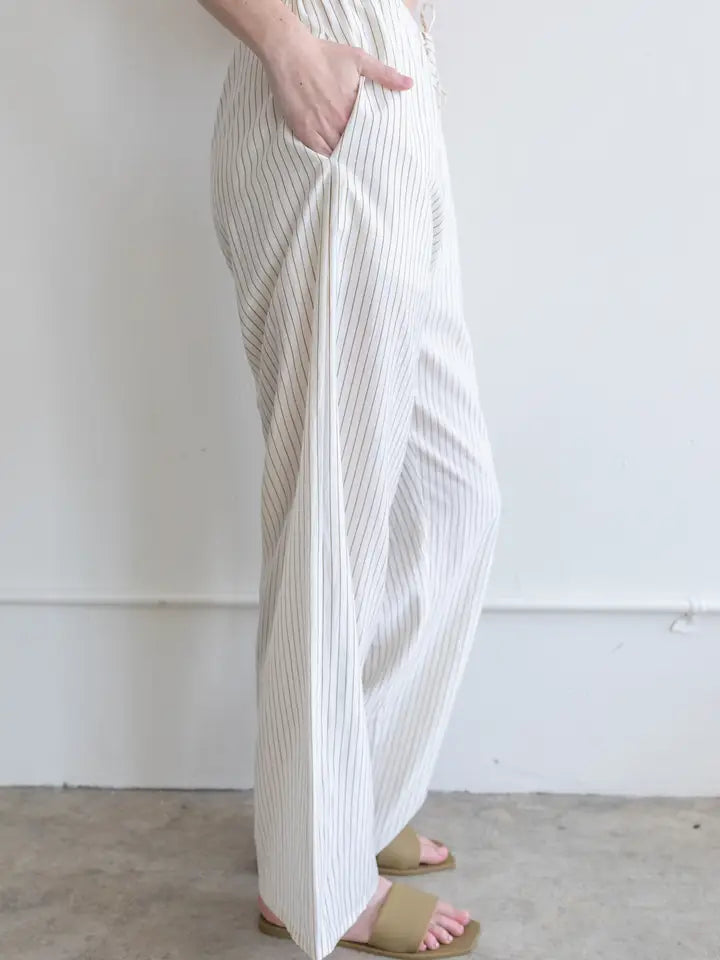 Clea Pants - Ivory + Brown