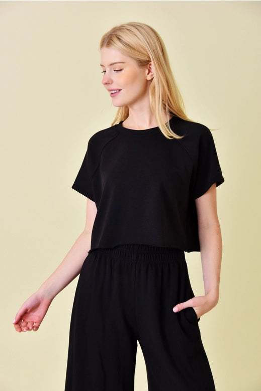 Raglan French Terry Top + Pant Set - Black