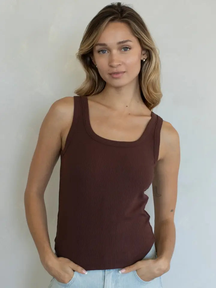 Ribbed Tank Top - Chocolate