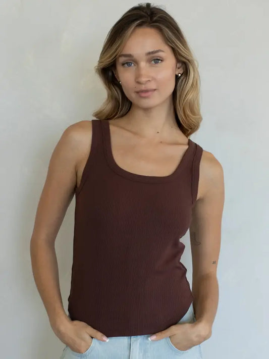 Ribbed Tank Top - Chocolate