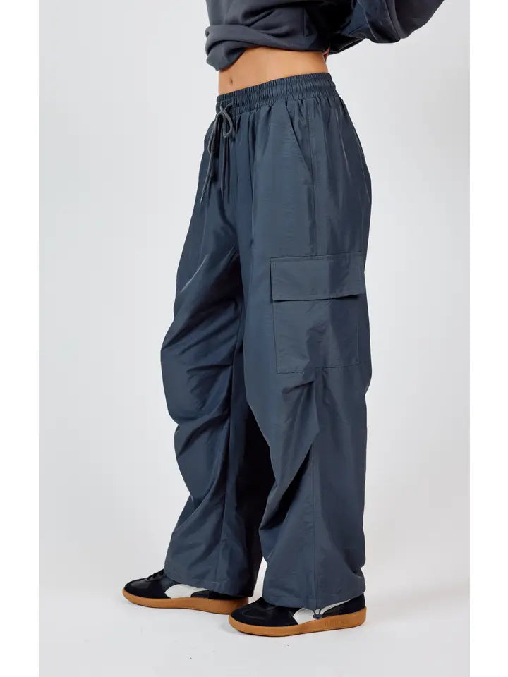 Vita Elastic Waist Cargo Pants - Charcoal