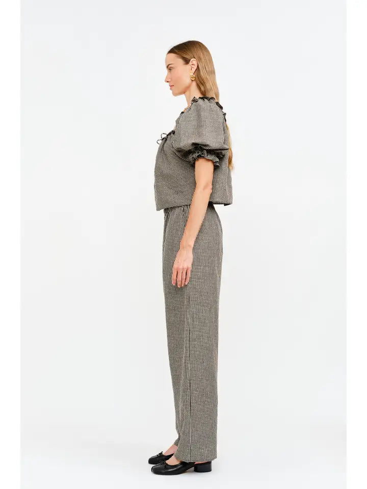 Bijou Top - Taupe & Black