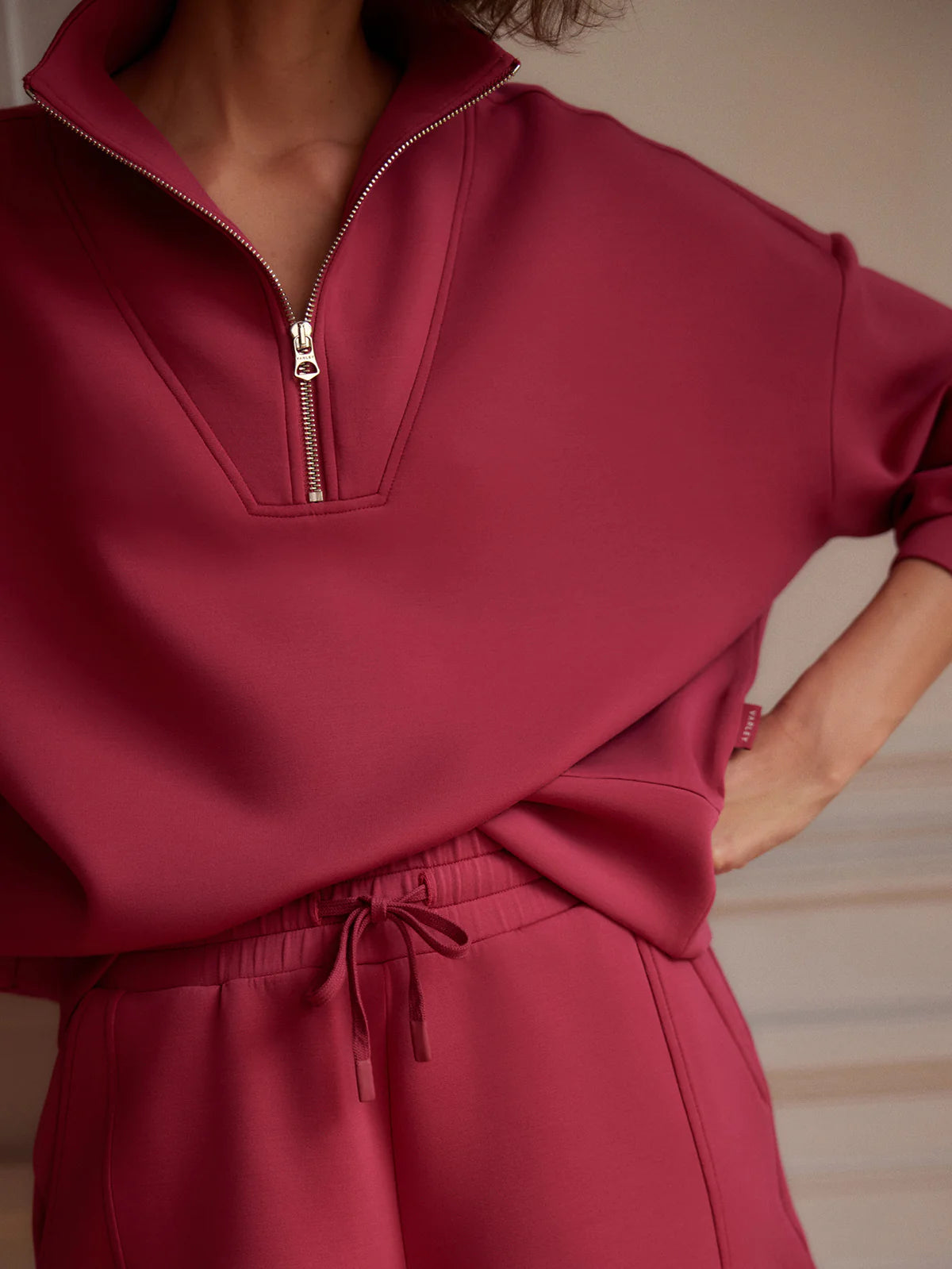 Varley - Hawley Half Zip Sweat - Rich Raspberry