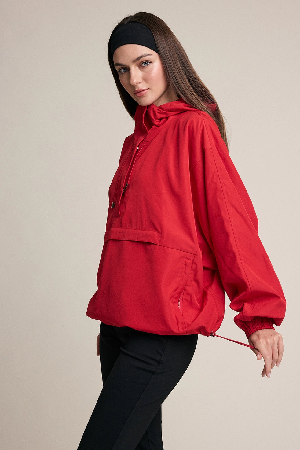 Oversized Hooded Pullover - Red