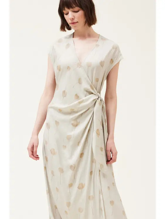 Wrap Satin Dress - Fog Floral