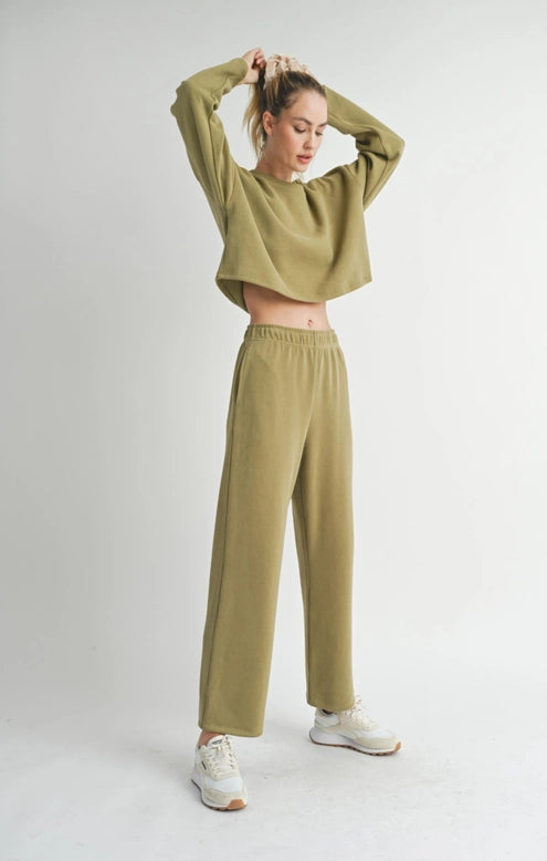 Relaxed Knit Top + Pant Set - Sage