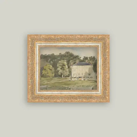 View of Chateau Framed Antique Art